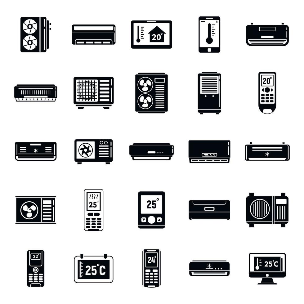 Home climate control systems icons set, simple style 8842895 Vector Art