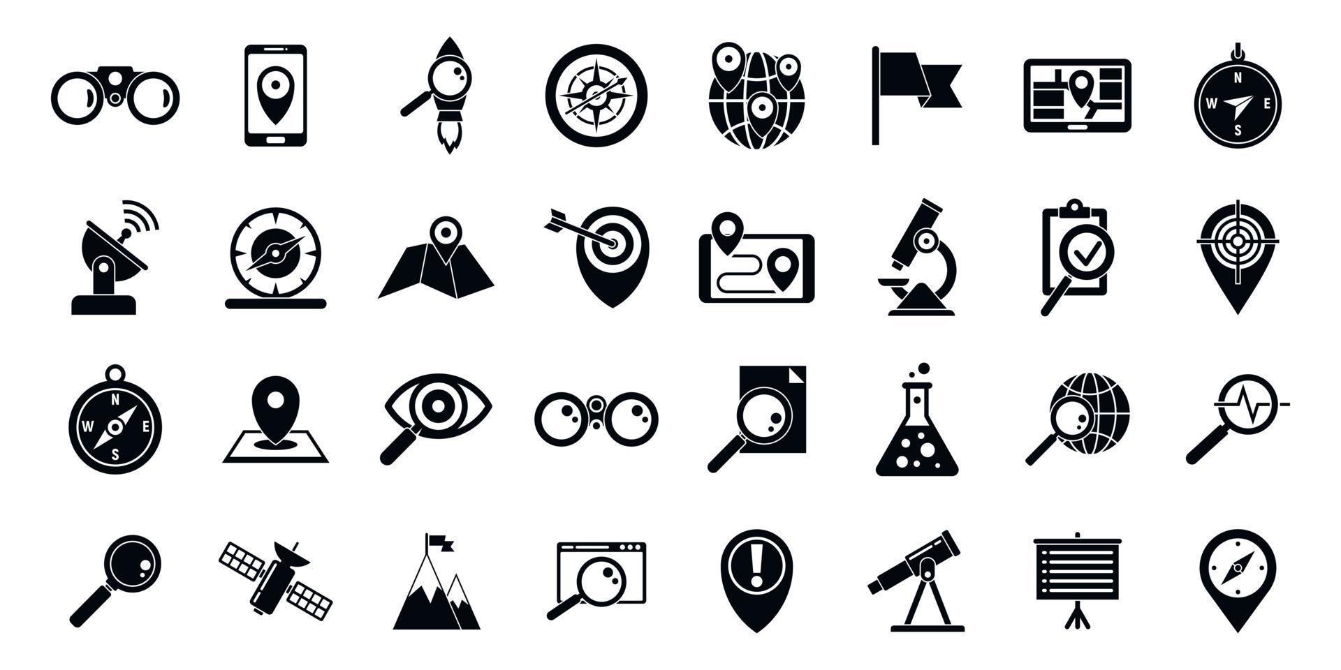 conjunto de iconos de exploración, estilo simple vector