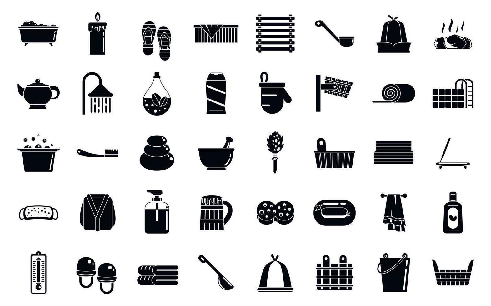 Sauna shower icons set, simple style vector