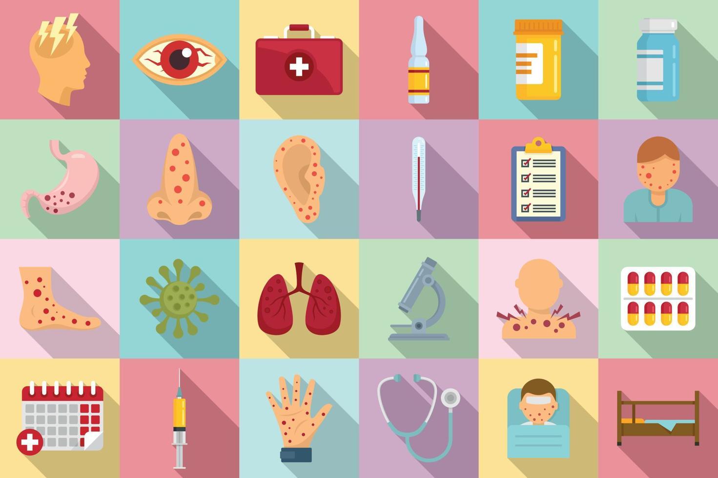 Measles icons set, flat style vector