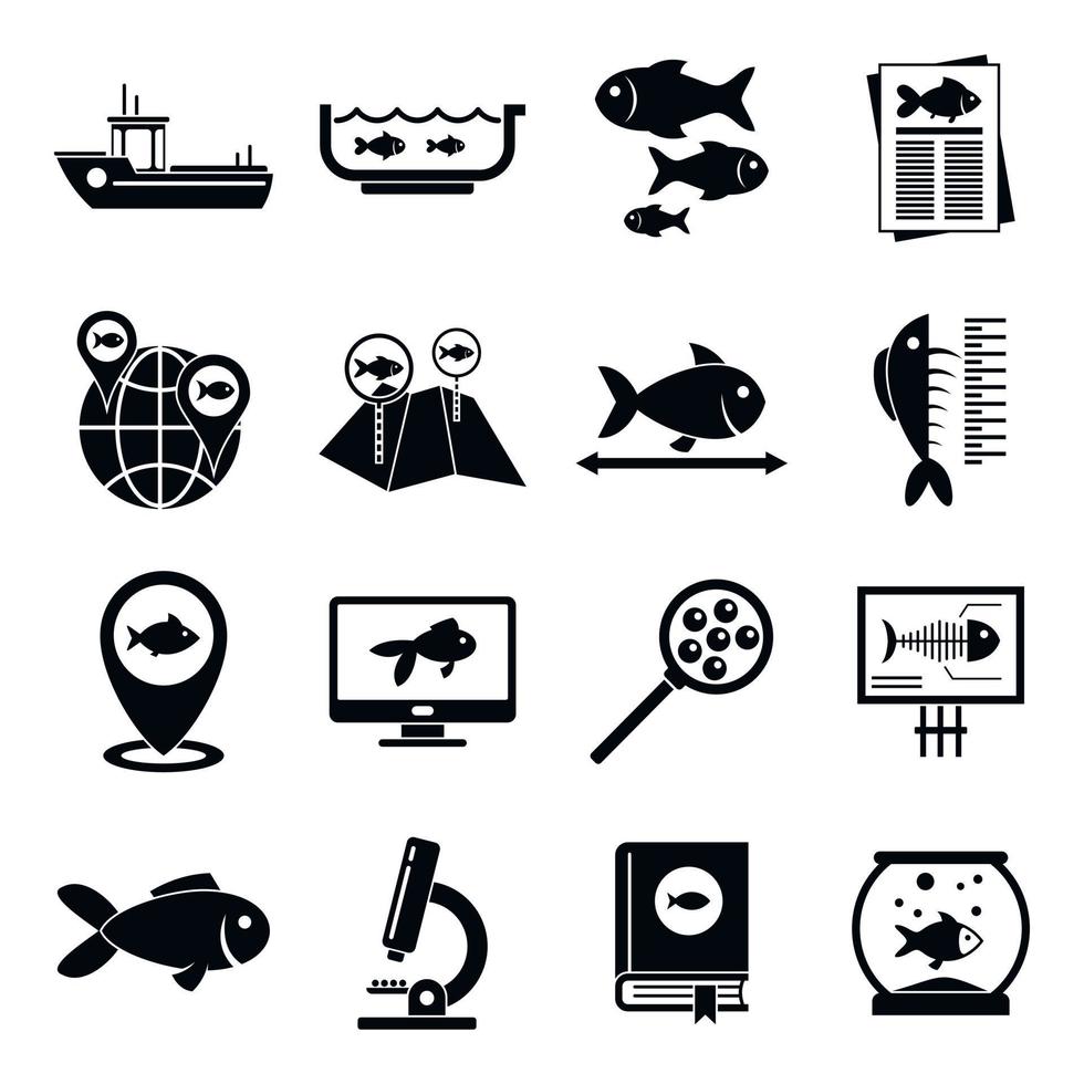 Ichthyology icons set, simple style vector