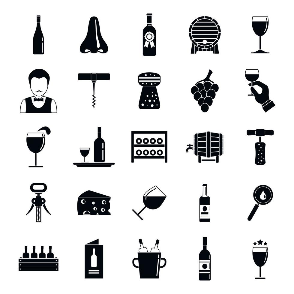 Modern sommelier icons set, simple style vector
