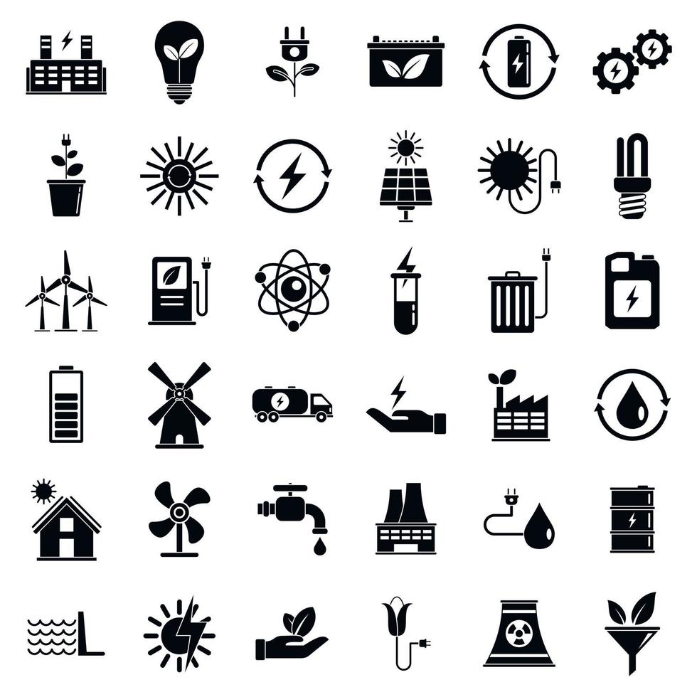 Clean energy icons set, simple style vector