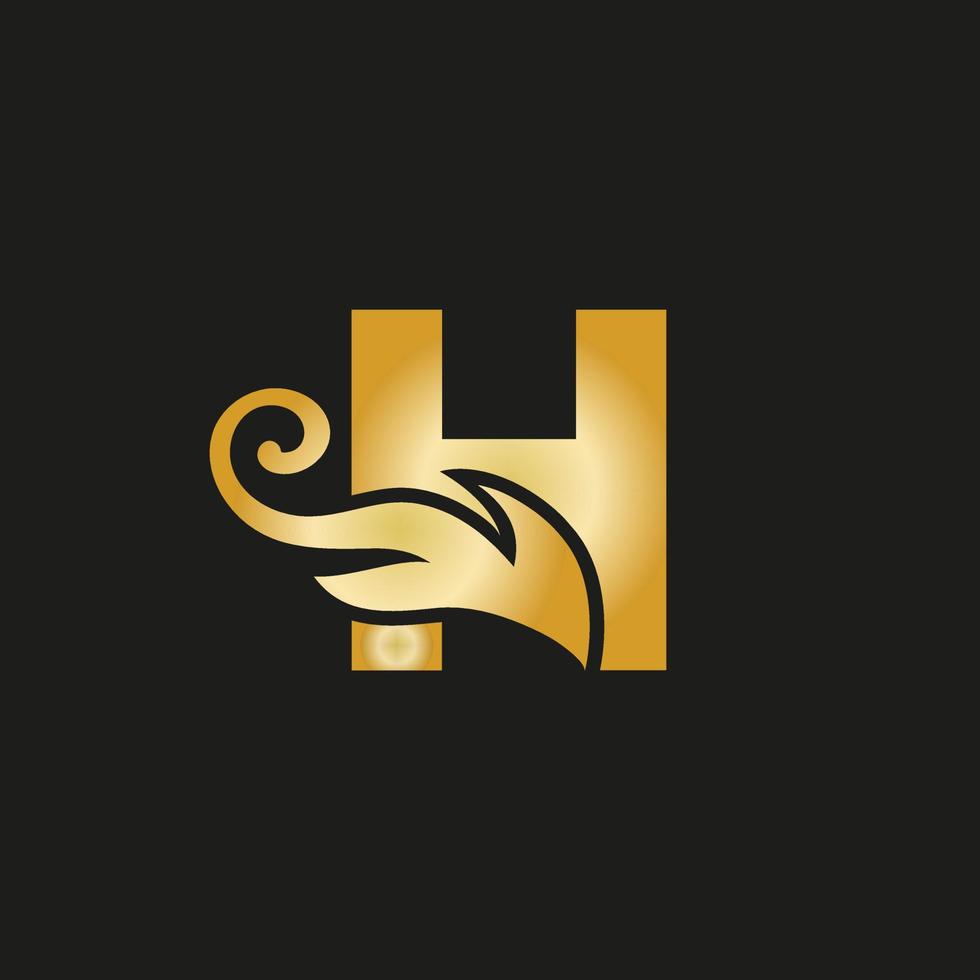 Gold luxury letter H logo. H logo with graceful style vector file.