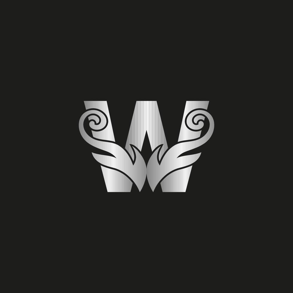 silver luxury letter W logo. W logo with graceful style vector file.