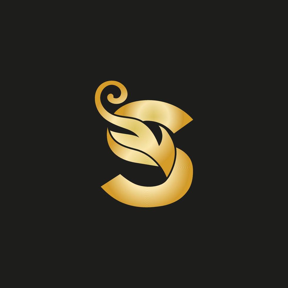 Gold luxury letter S logo. S logo with graceful style vector file.