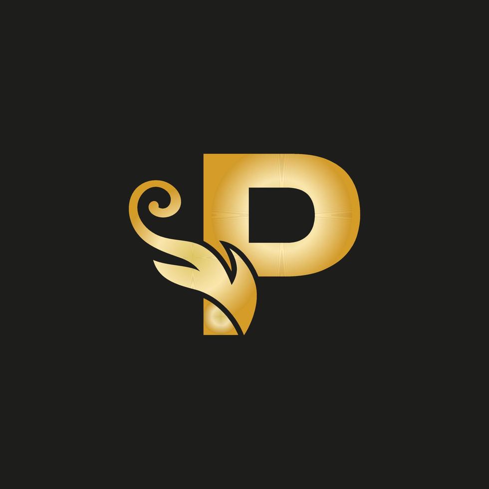 Gold luxury letter P logo. P logo with graceful style vector file.