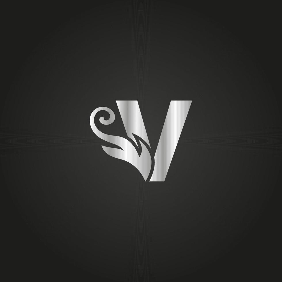 silver luxury letter V logo. V logo with graceful style vector file.
