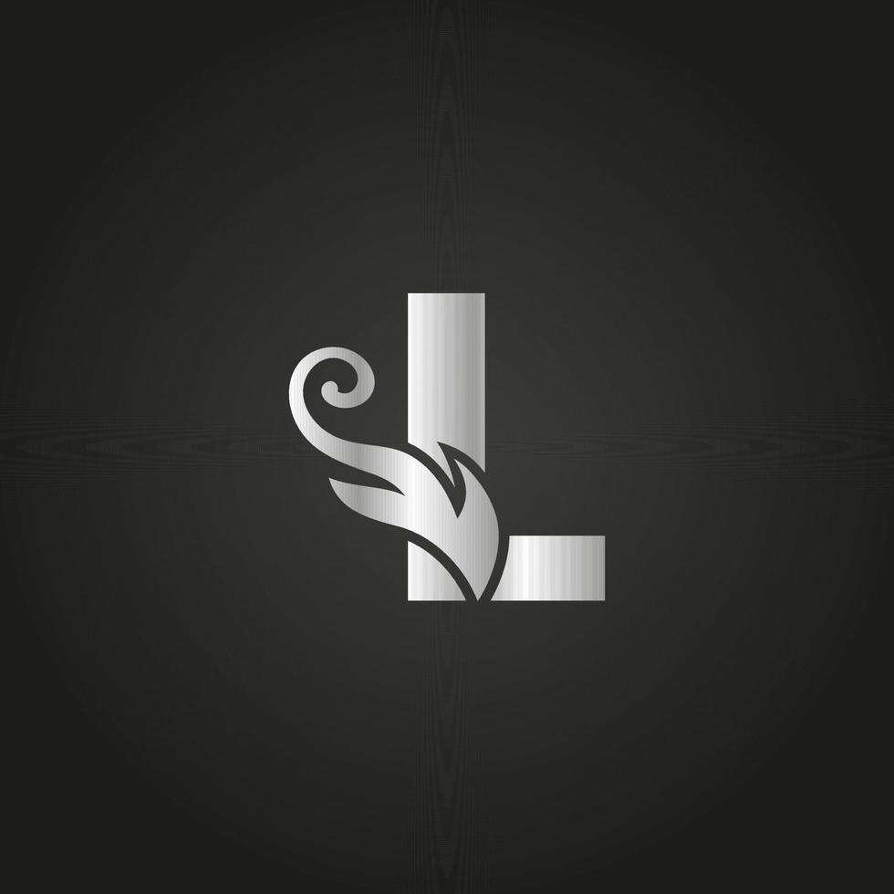 silver luxury letter L logo. L logo with graceful style vector file.