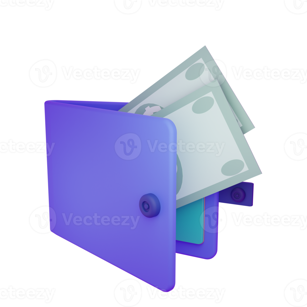3d wallet object with transparent background png