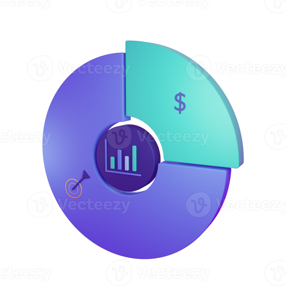 3d pie chart object with transparent background png