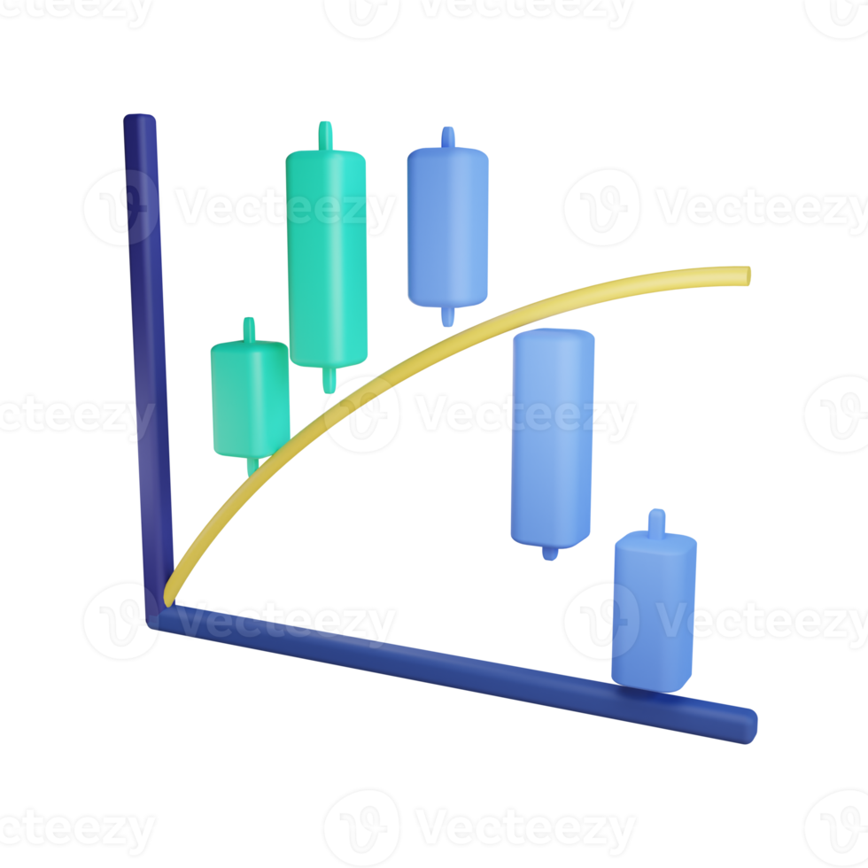 3d candle chart object with transparent background png