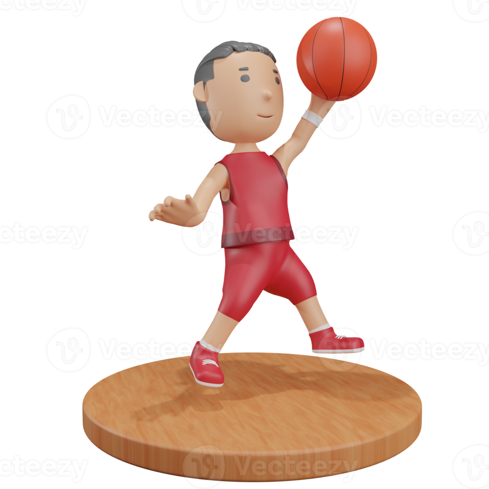 3D jongen slam dunk basketbal png