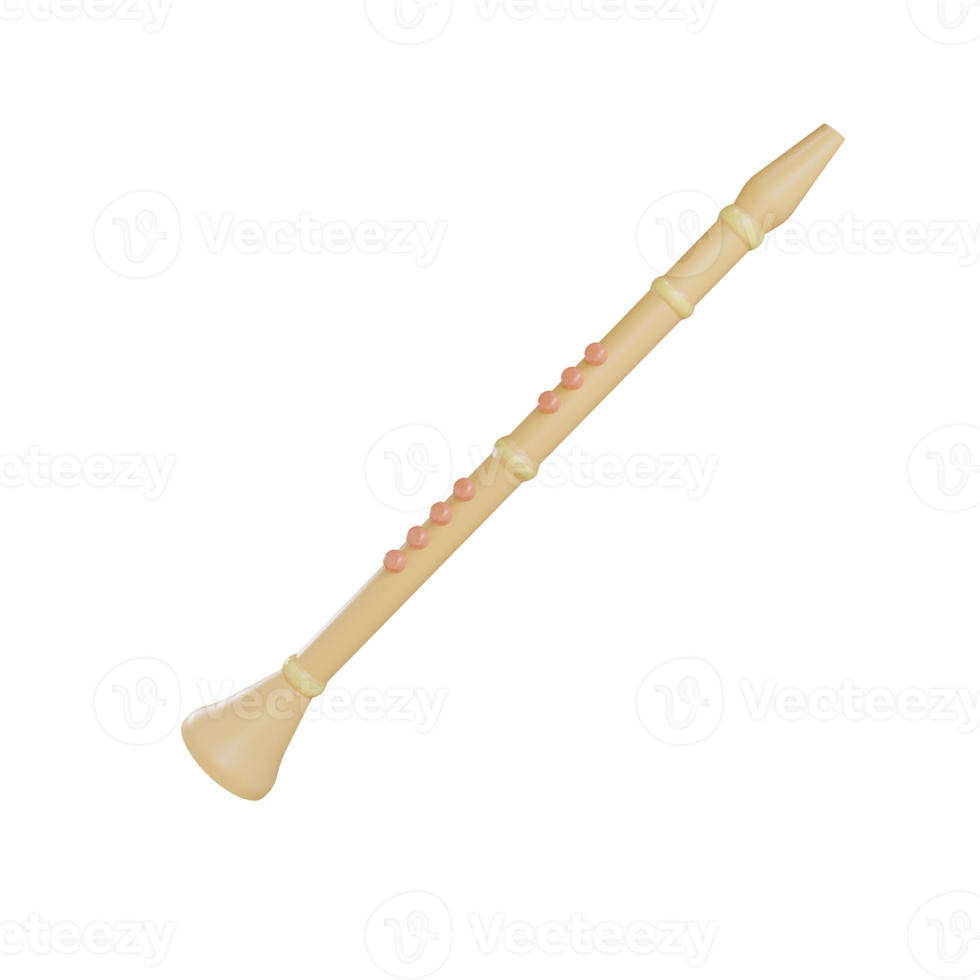 3d clarinet object with transparent background png