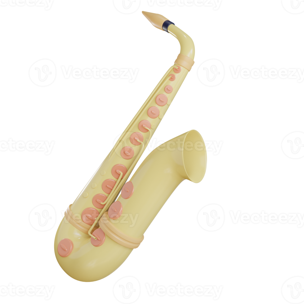 3d saxophone object with transparent background png