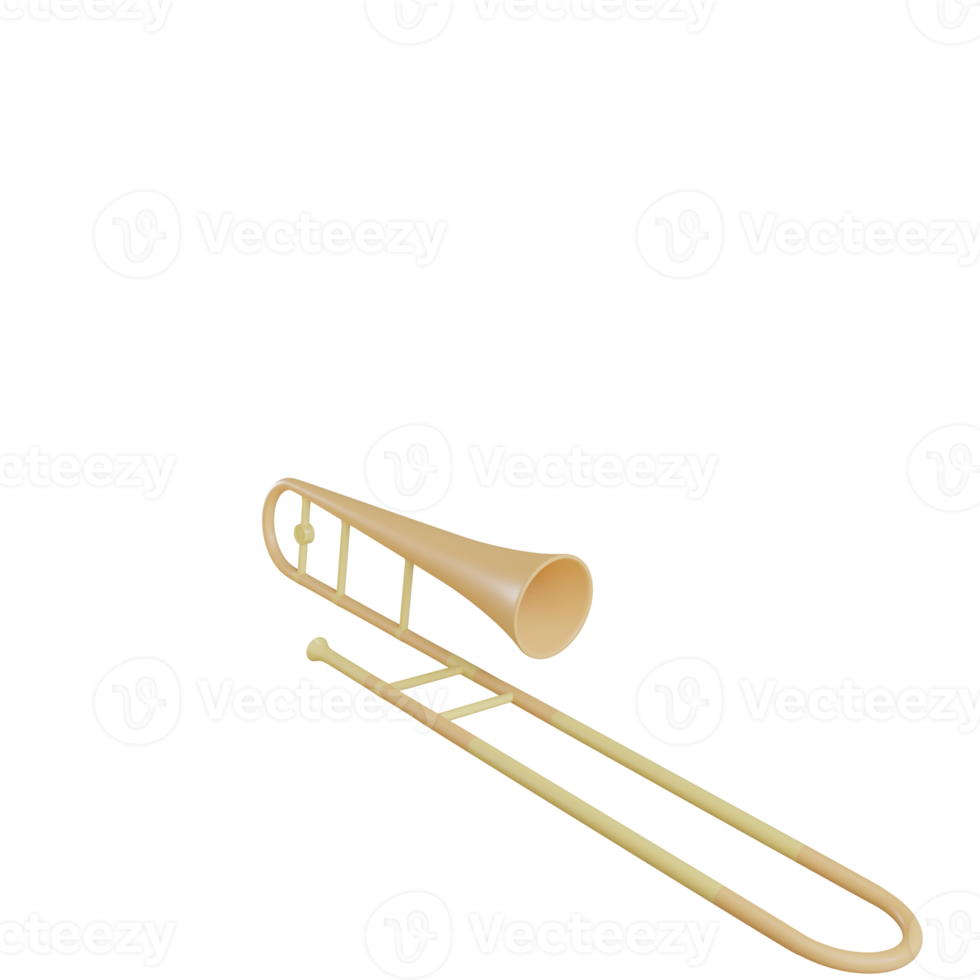 Oggetto trombone 3d con sfondo trasparente png