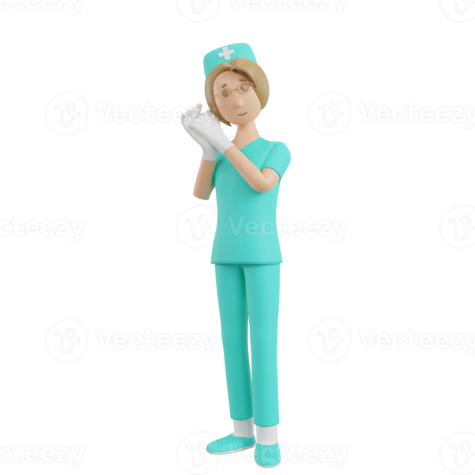 3d render nurse illustration with empathetic gesture png