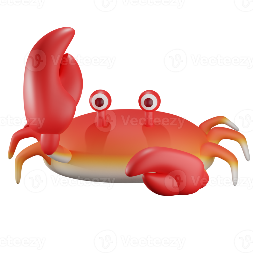 3d crab illustration with transparent background png