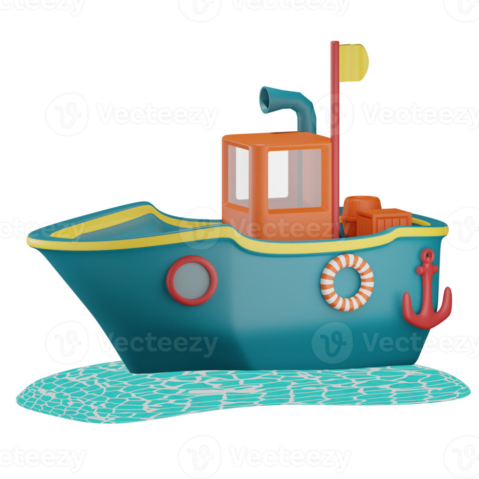 3d ship illustration with transparent background png