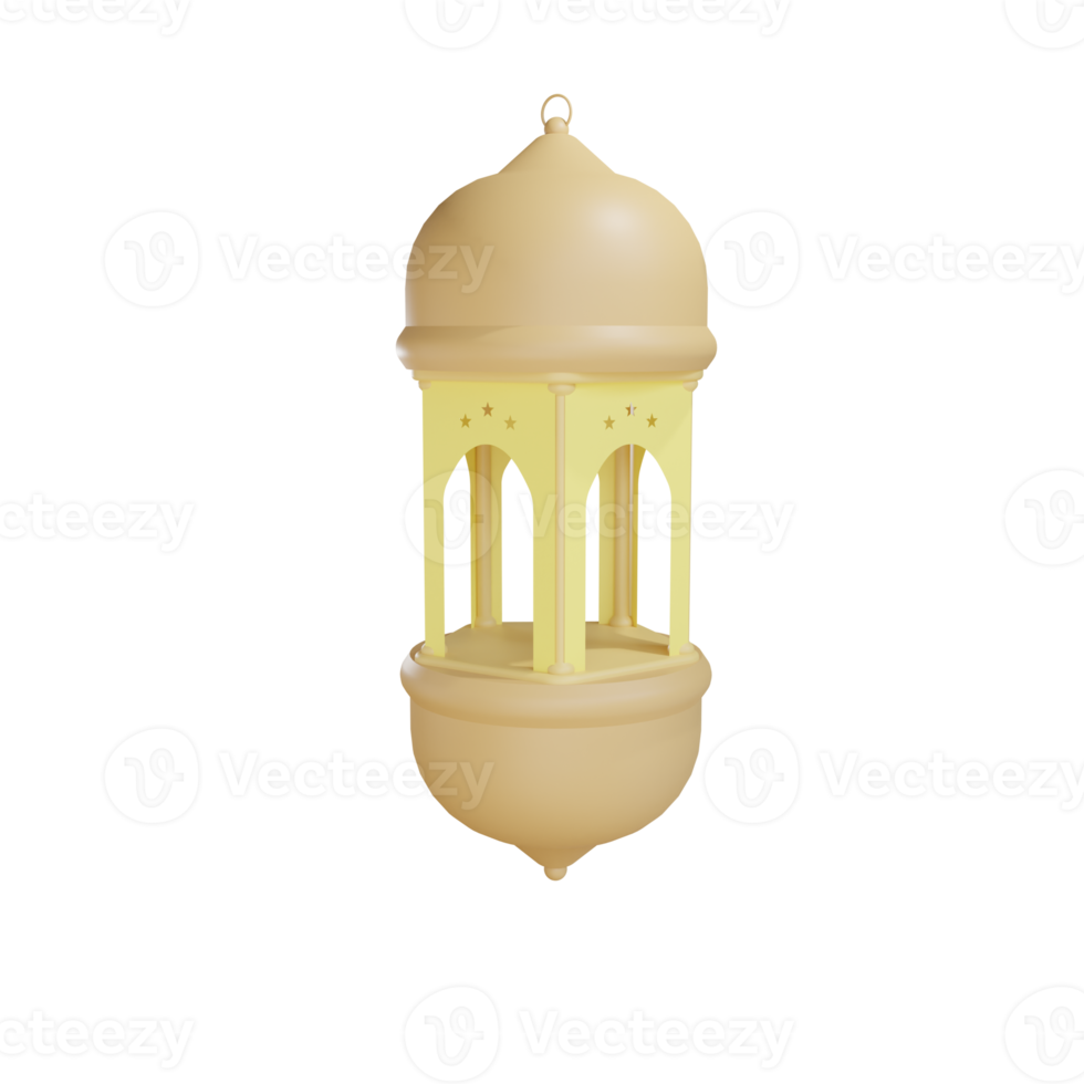 3d ramadan lantern object with transparent background png