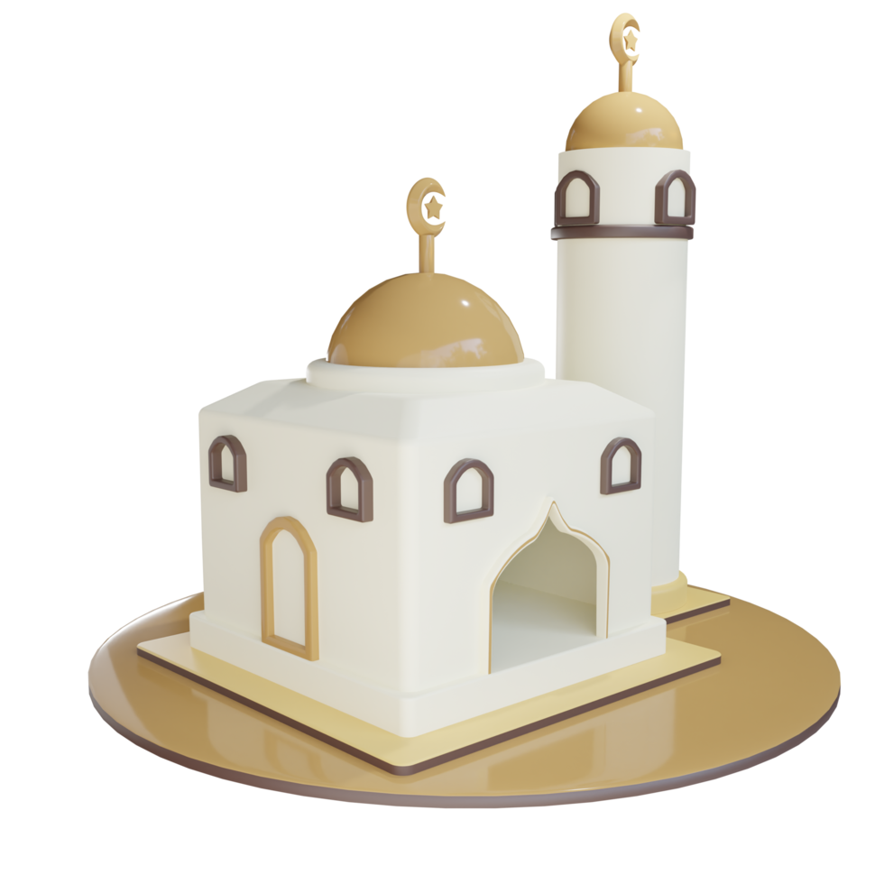 Illustrazione della moschea 3d con sfondo trasparente png