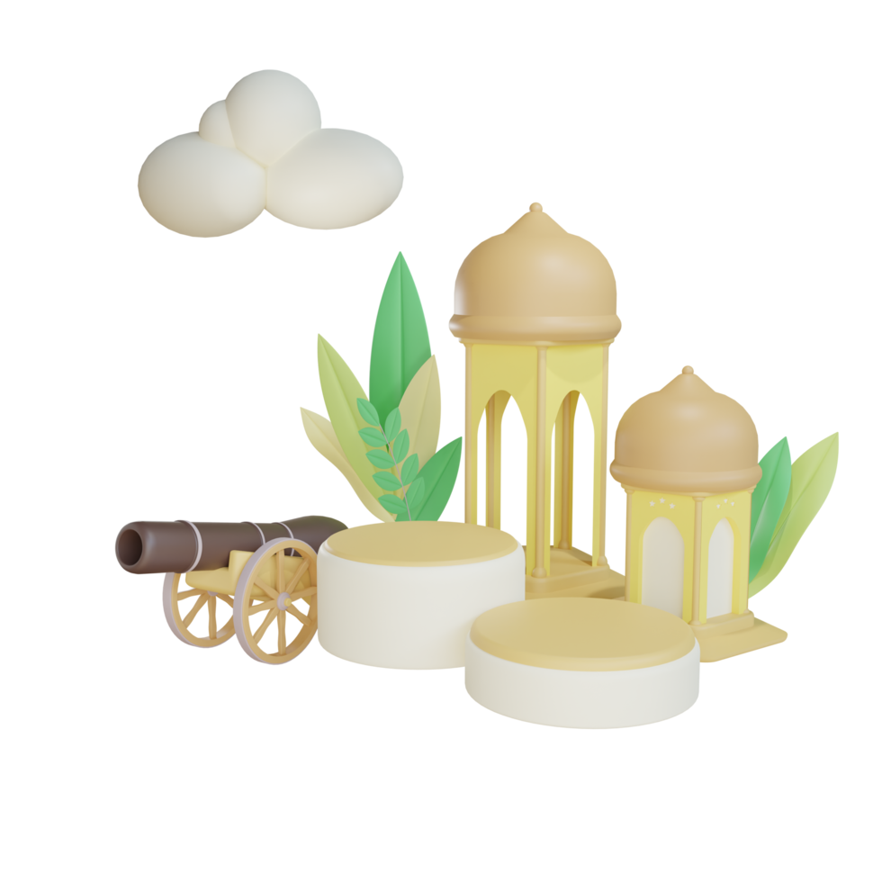 Objet podium ramadan 3d avec fond transparent png