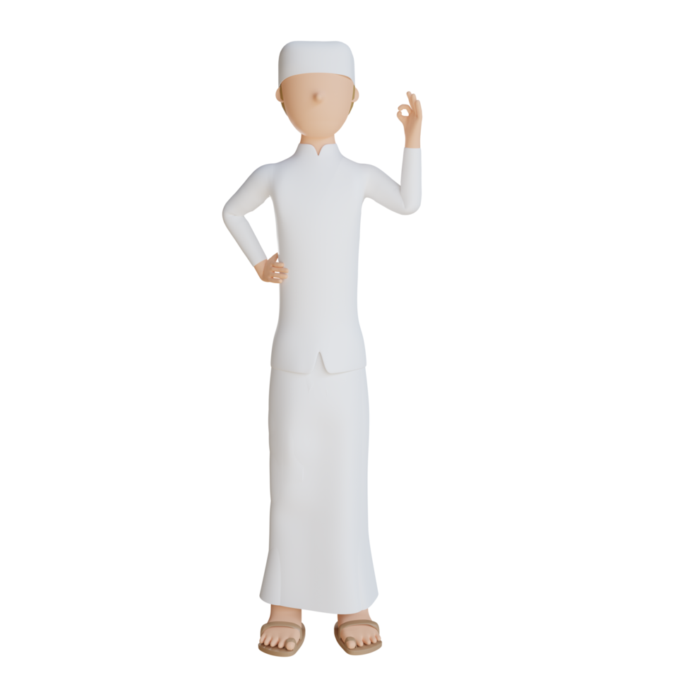 3d man muslim nice gesture illustration with transparent background png