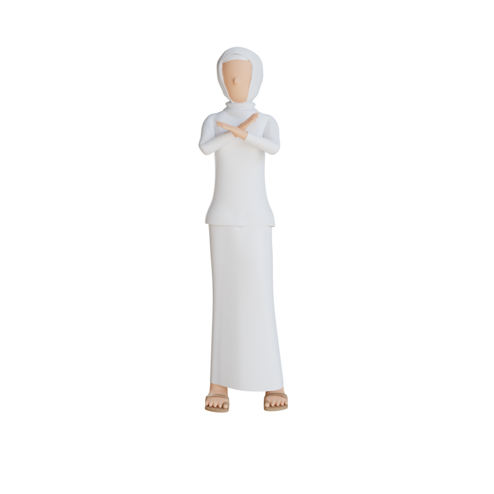 3d woman muslim refuse illustration with transparent background png