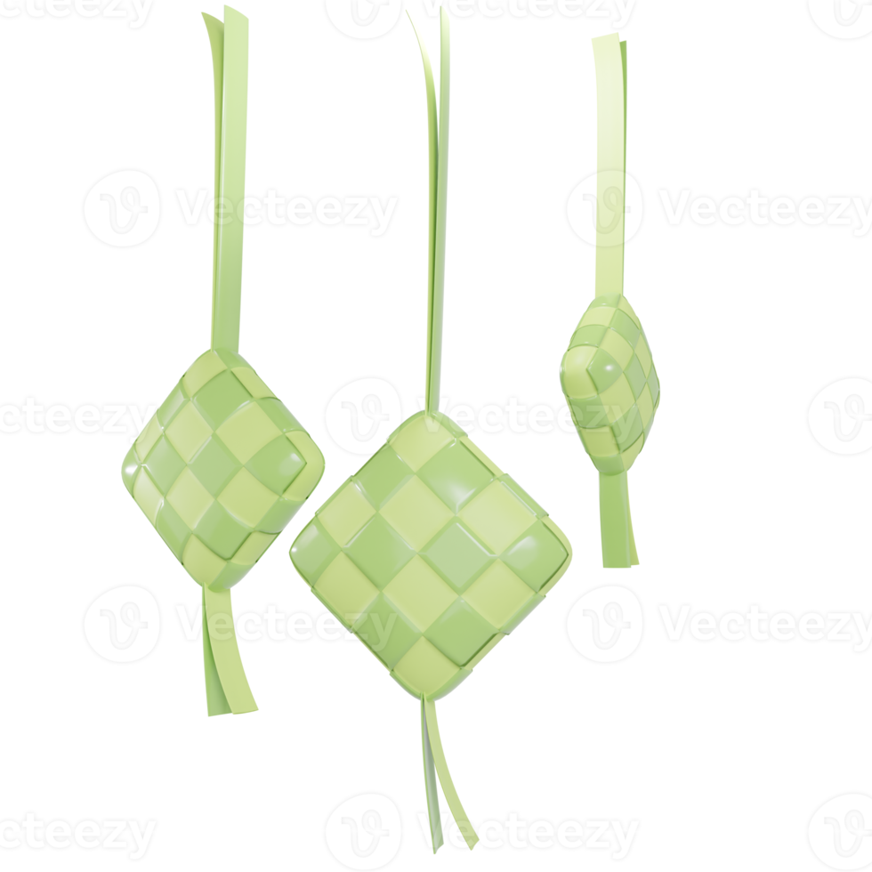 ketupat eid al fitr illustration 3d render png