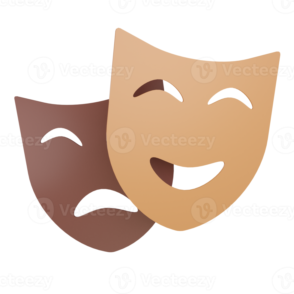 Illustration de masque triste heureux 3d avec fond transparent png