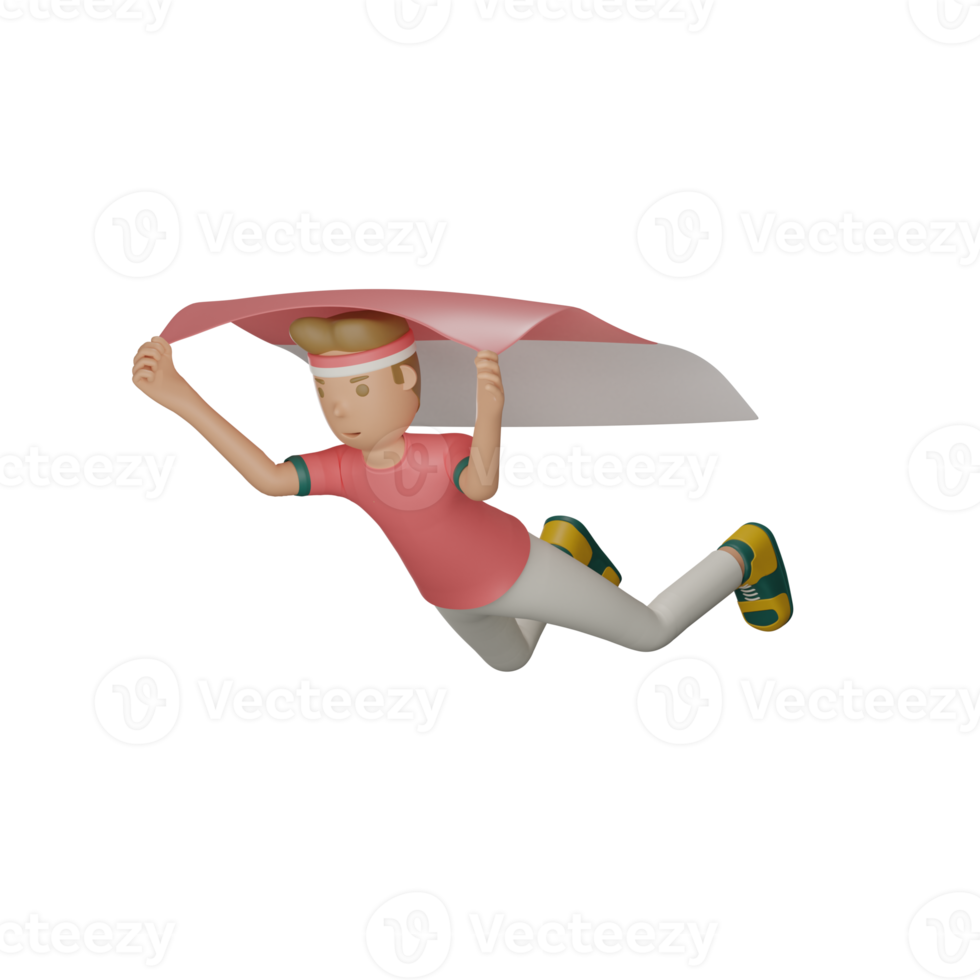 3D indonesiska självständighetsdagen karaktär håller flagga med transparent bakgrund png