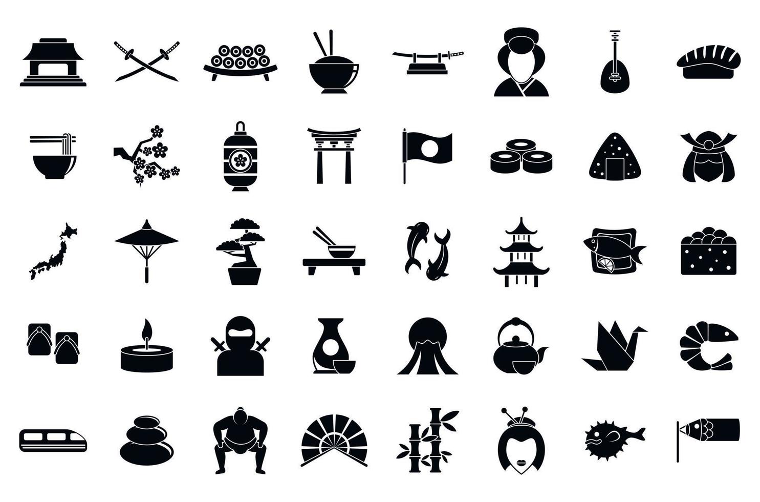 conjunto de iconos de japón, estilo simple vector