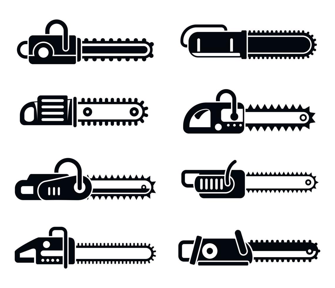 Chainsaw blade icons set, simple style vector