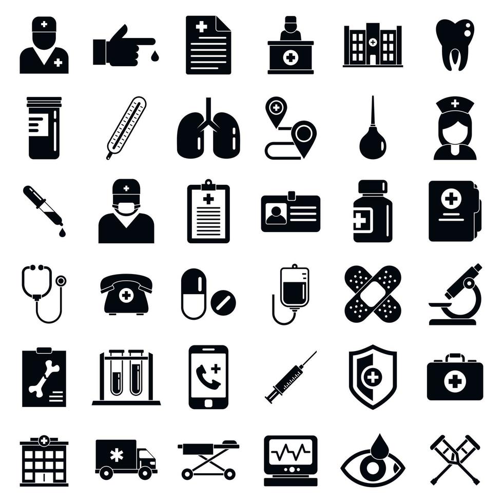 Private clinic icons set, simple style vector