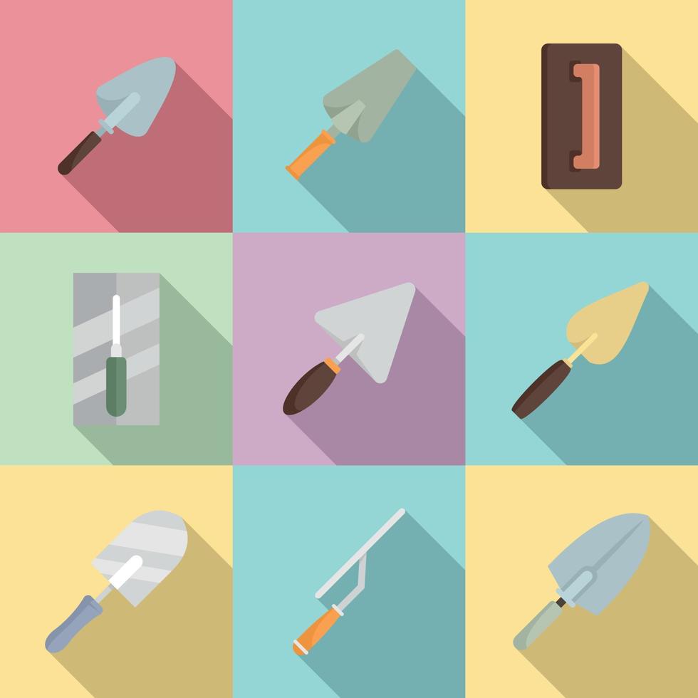 Trowel icons set, flat style vector
