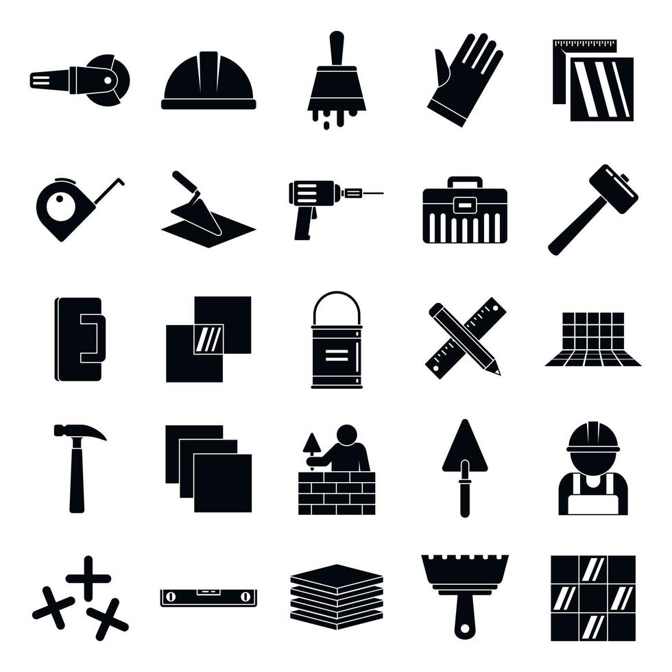 Tiler icons set, simple style vector