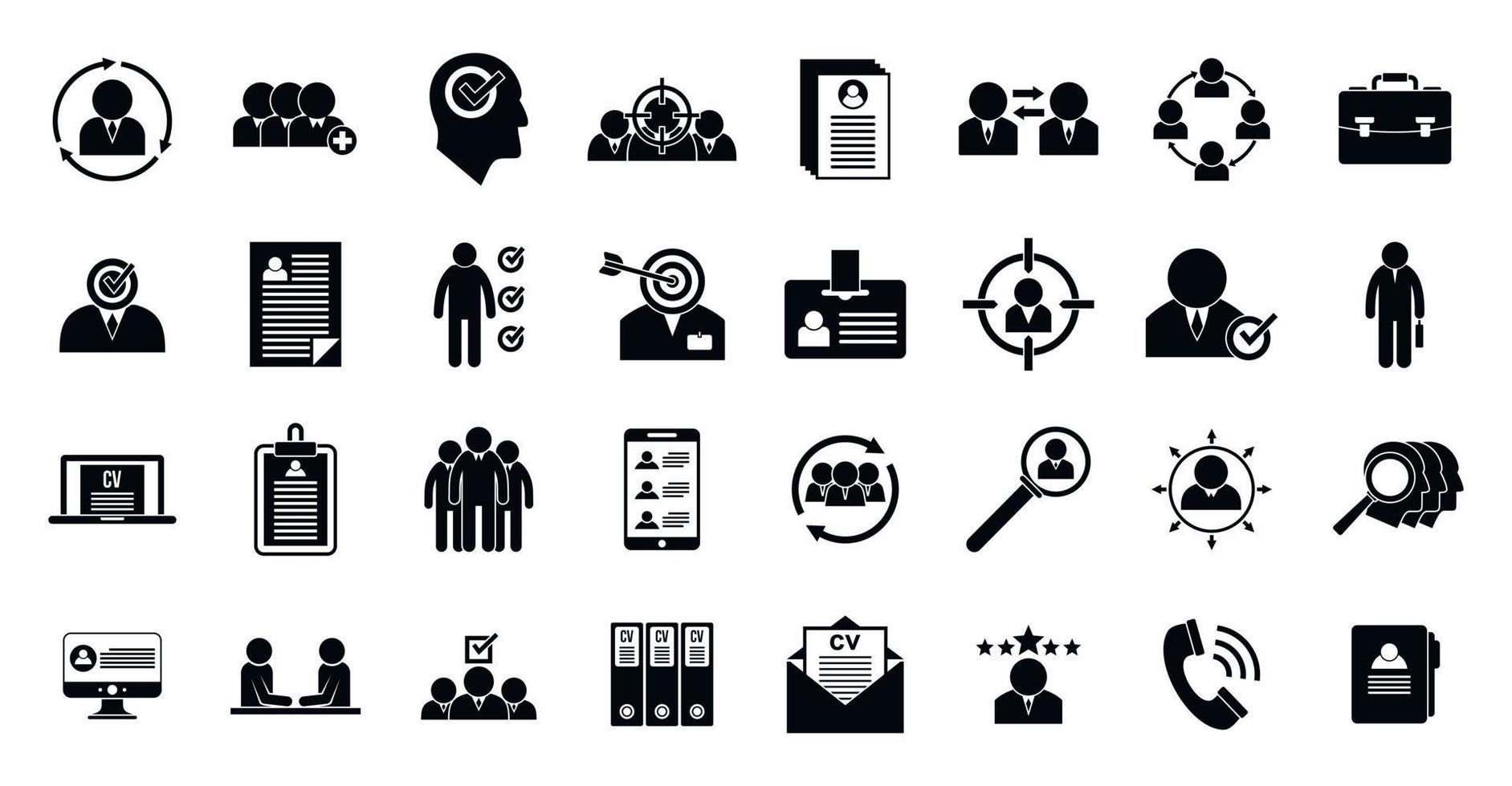 Headhunter icons set, simple style vector