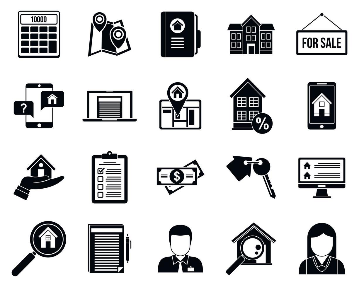 City realtor icons set, simple style vector