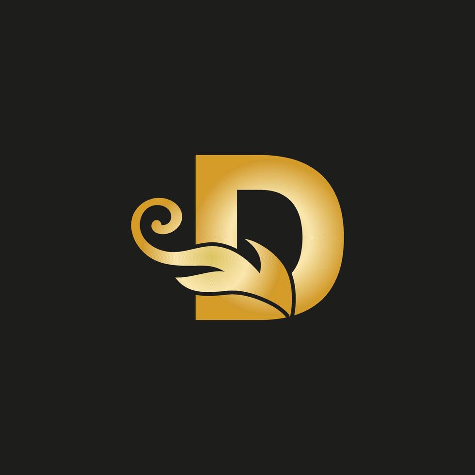 Gold luxury letter D logo. D logo with graceful style vector file.