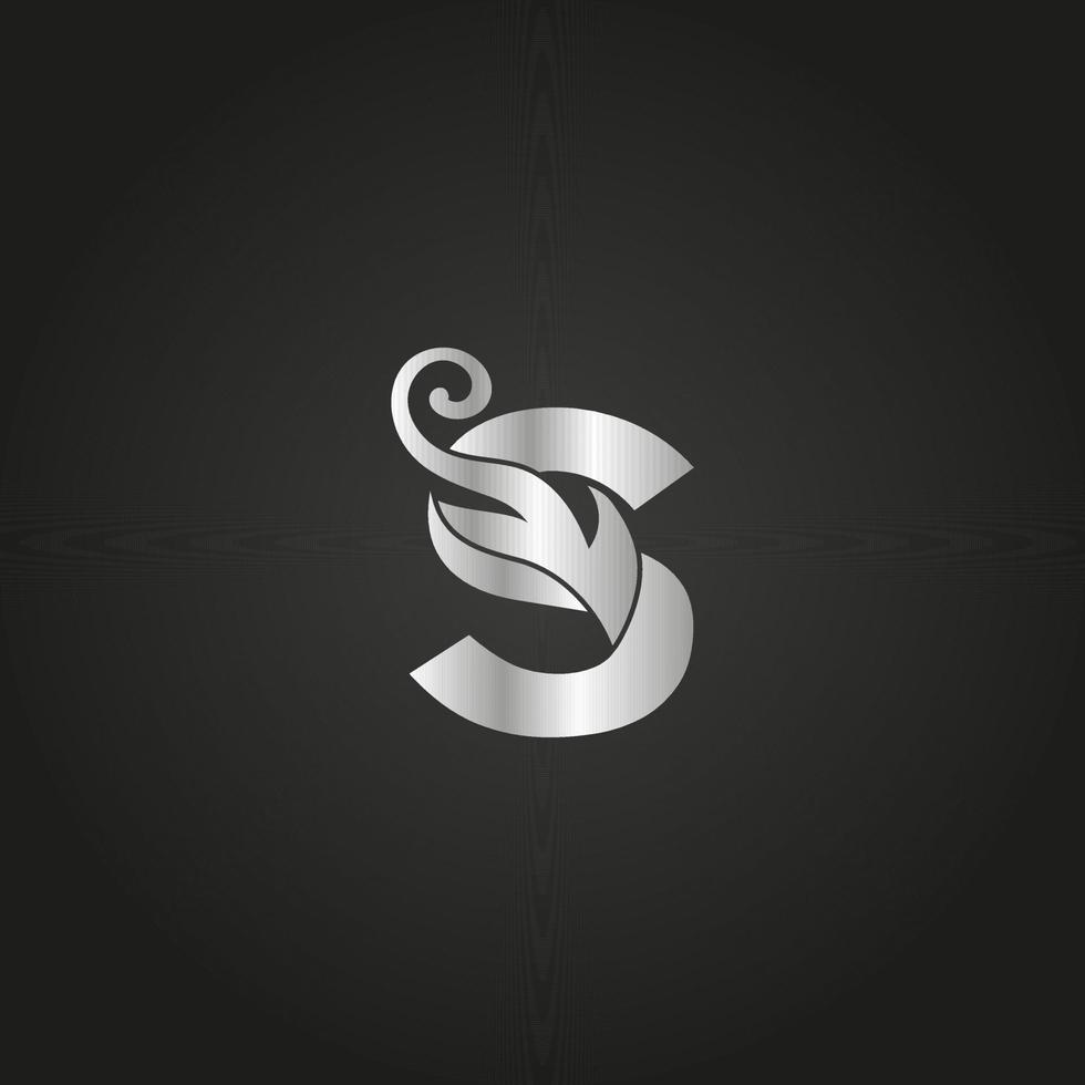 silver luxury letter S logo. S logo with graceful style vector file.