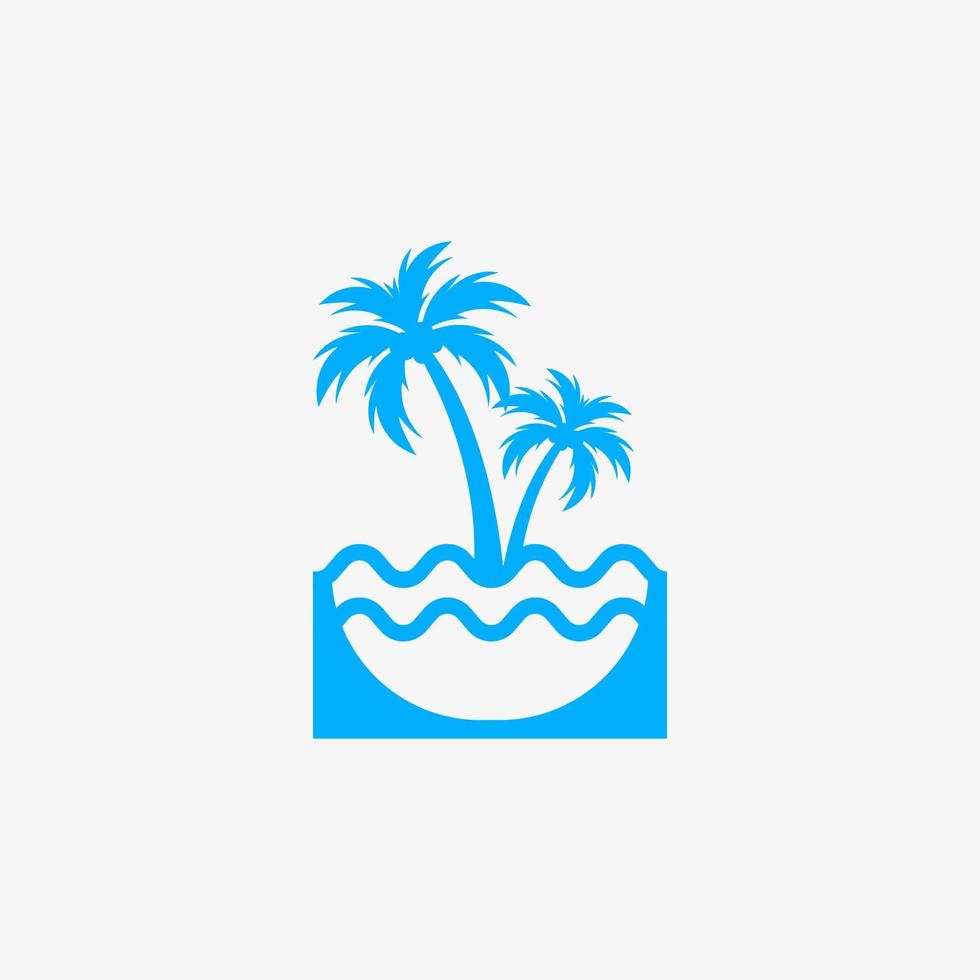 logotipo de palmera con archivo gratuito de vector de playa de mar.