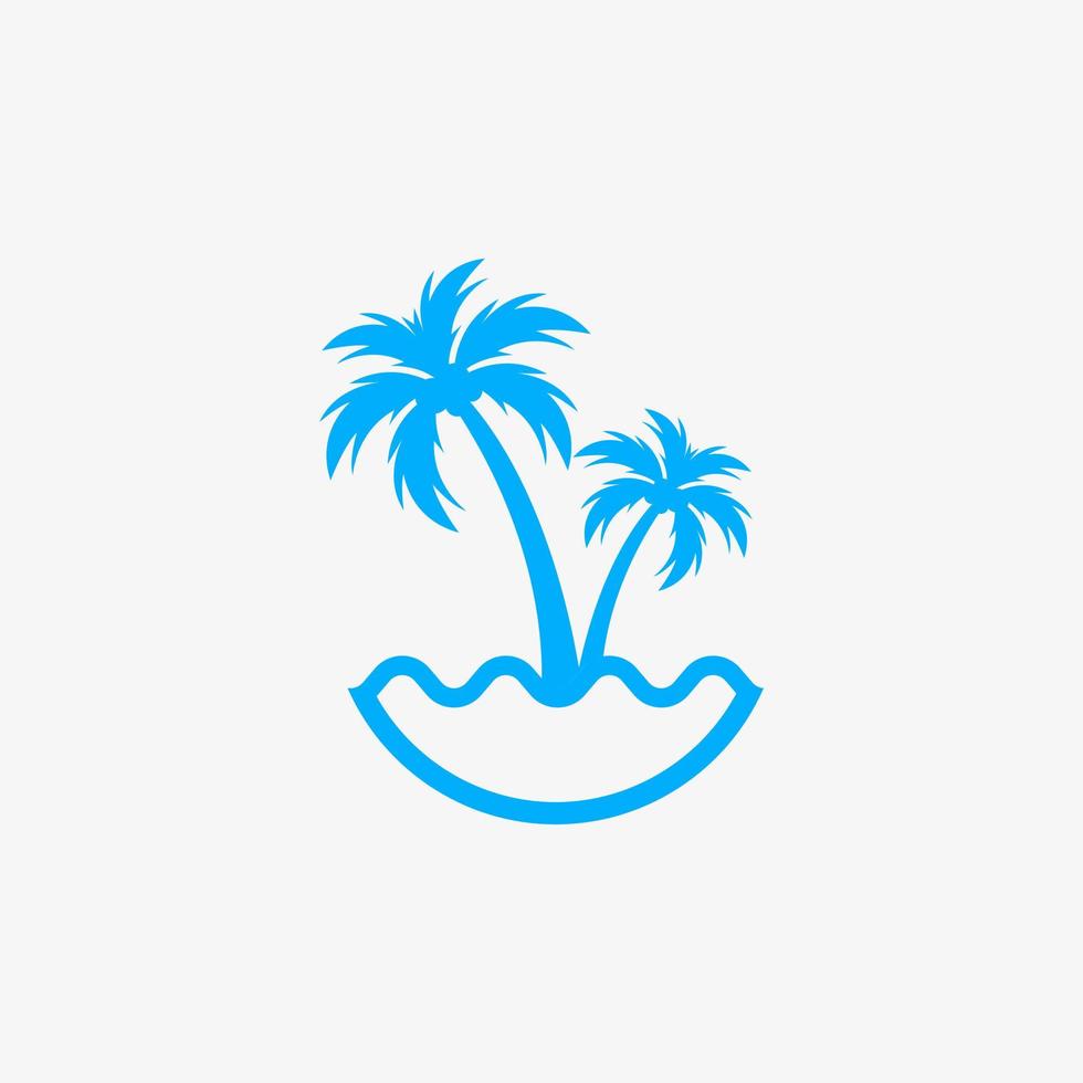Palm tree logo with sea beach vector free file.