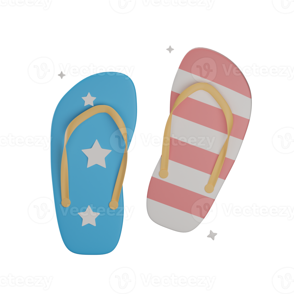 3D slippers USA motif with transparent background png