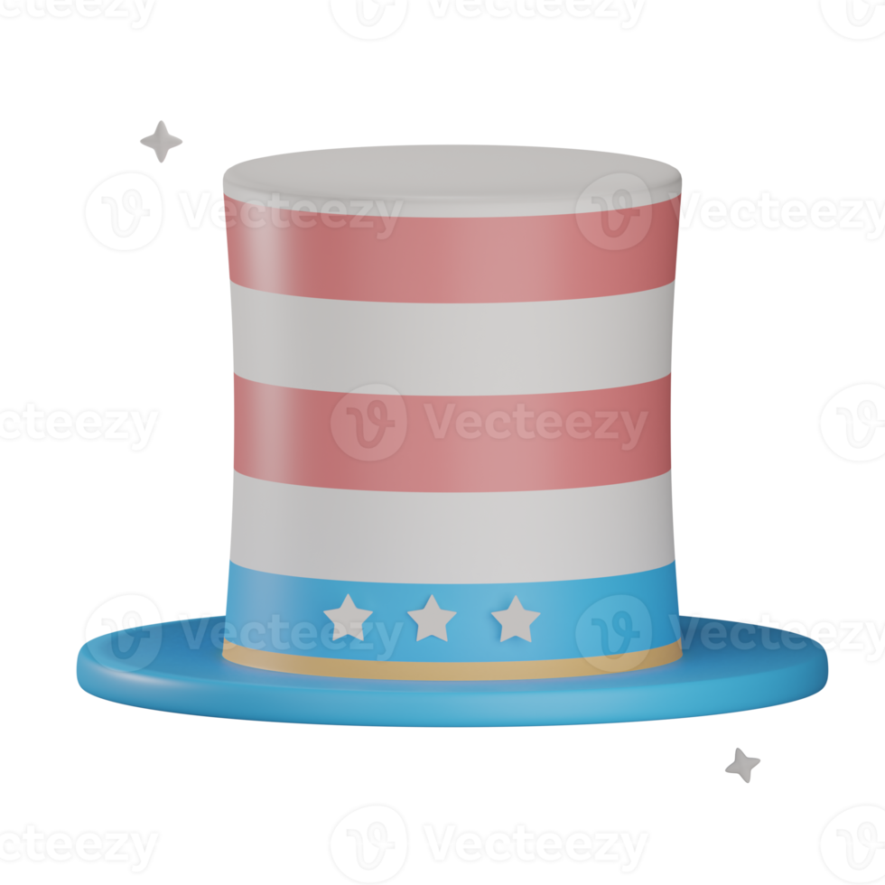 3D hat USA motif with transparent background png