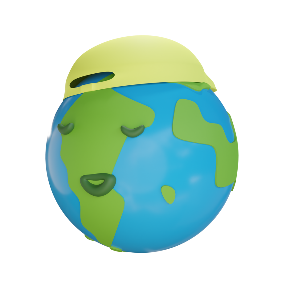 3d world hat illustration with transparent background png