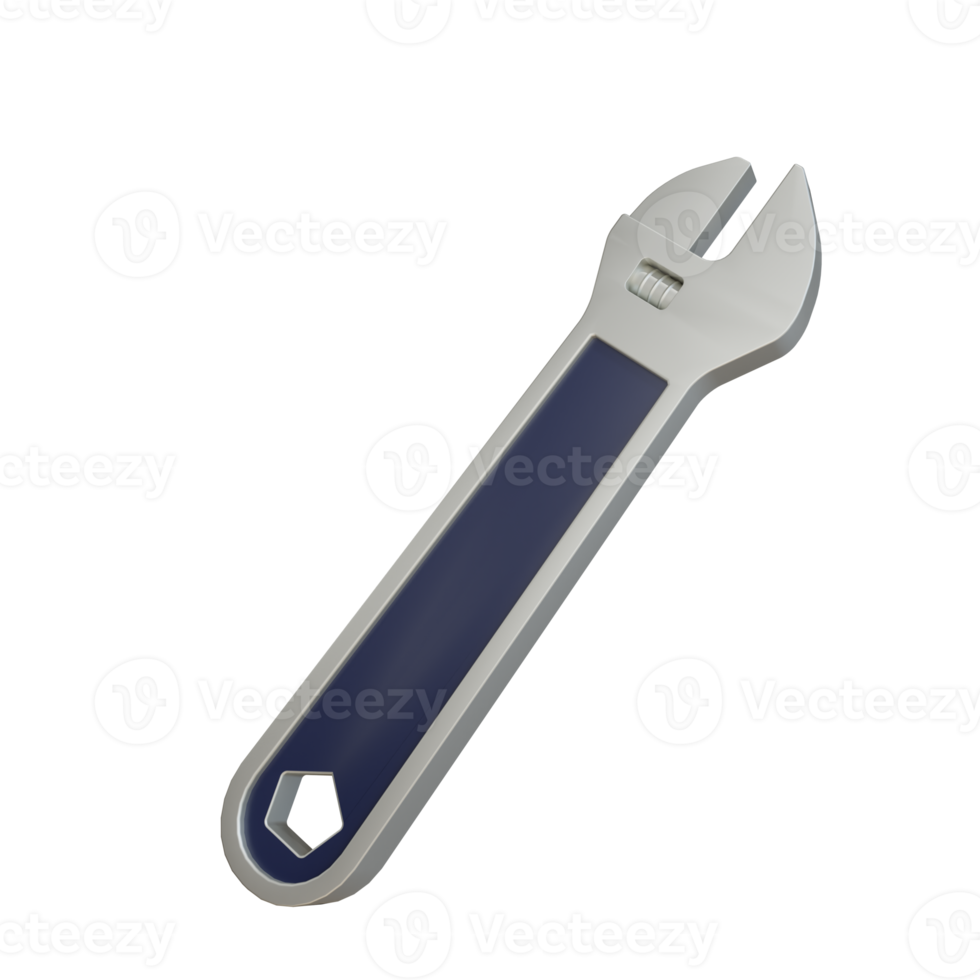 3D wrench object with transparent background png