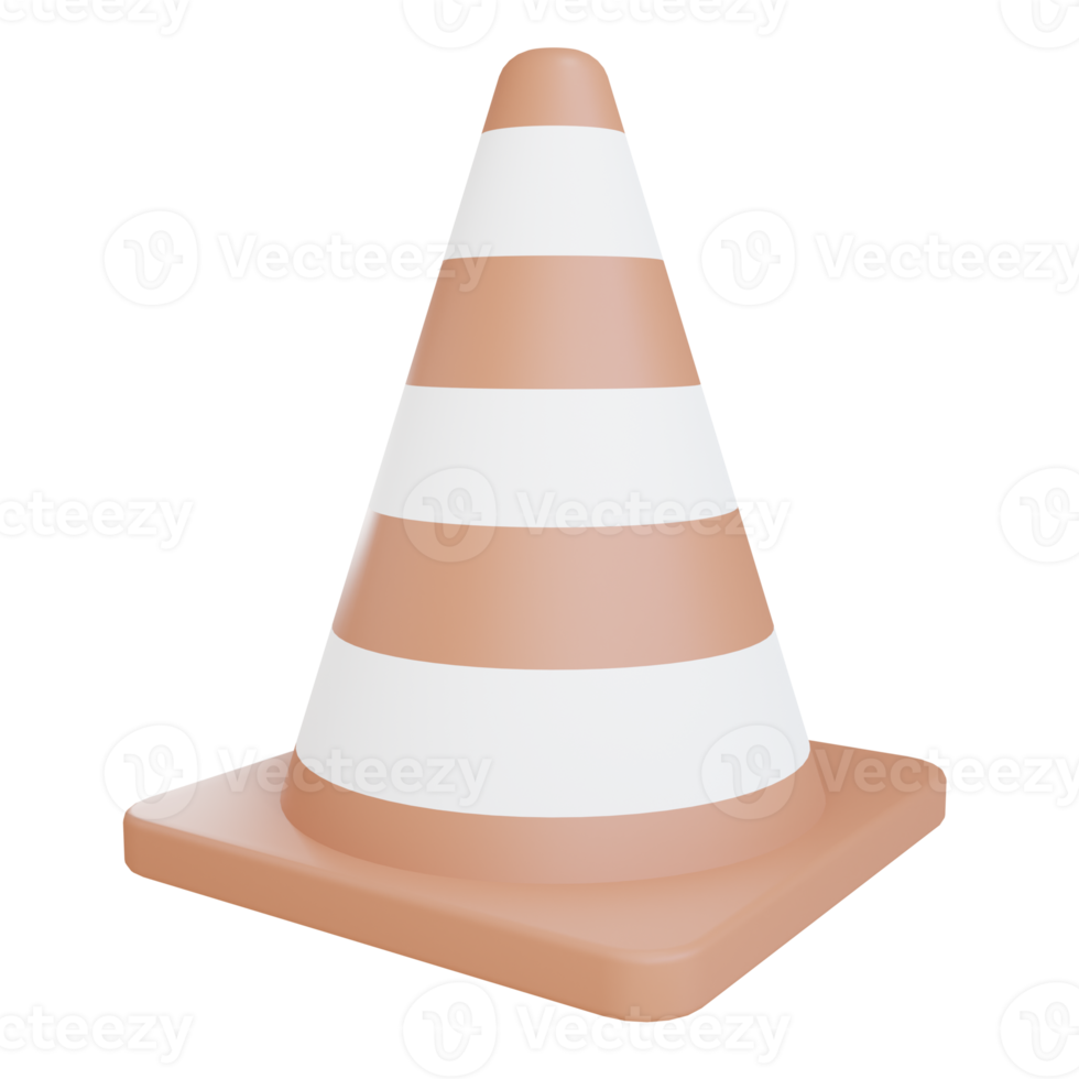 3D traffic cone object with transparent background png