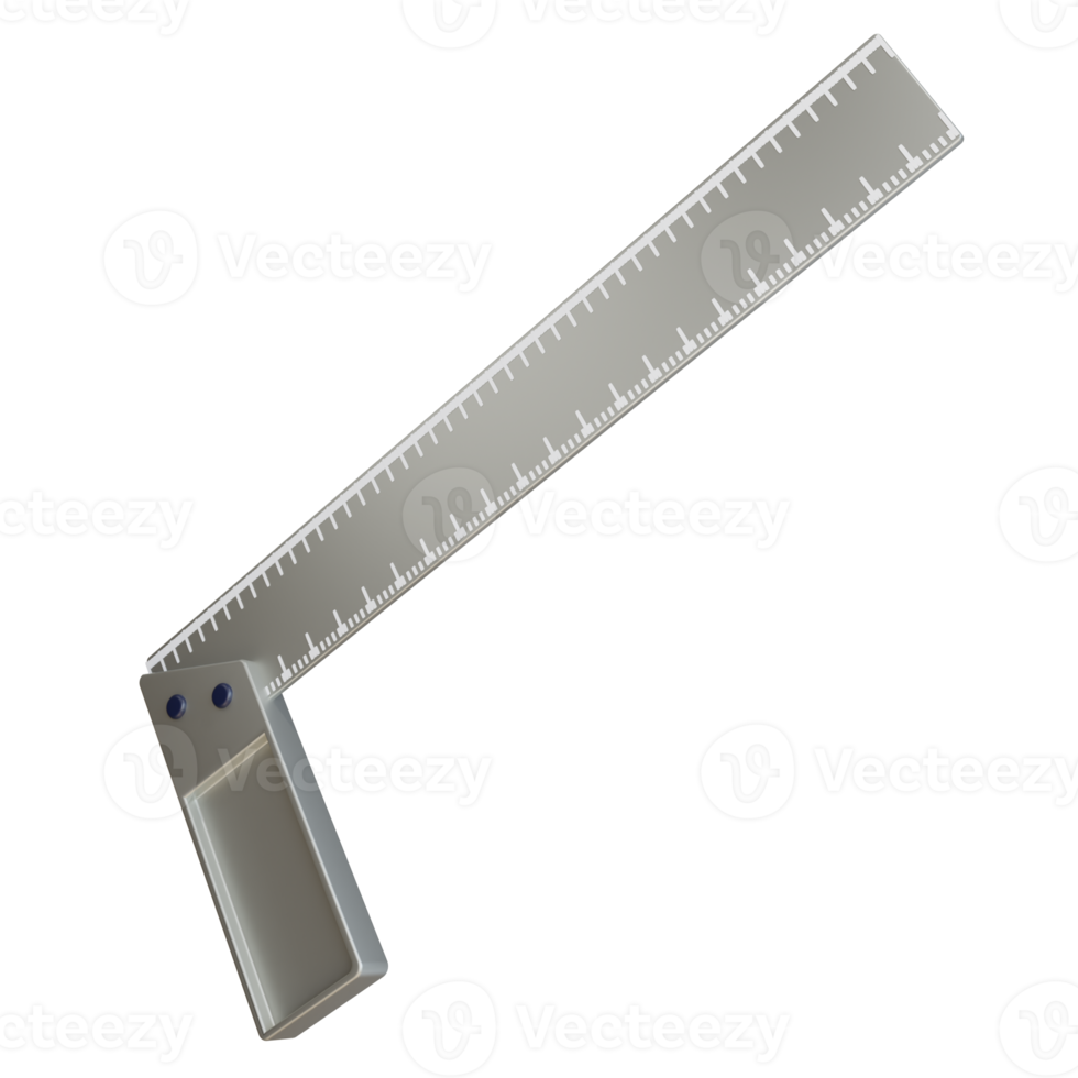 3D iron ruler with angle bar object transparent background 8843440 PNG