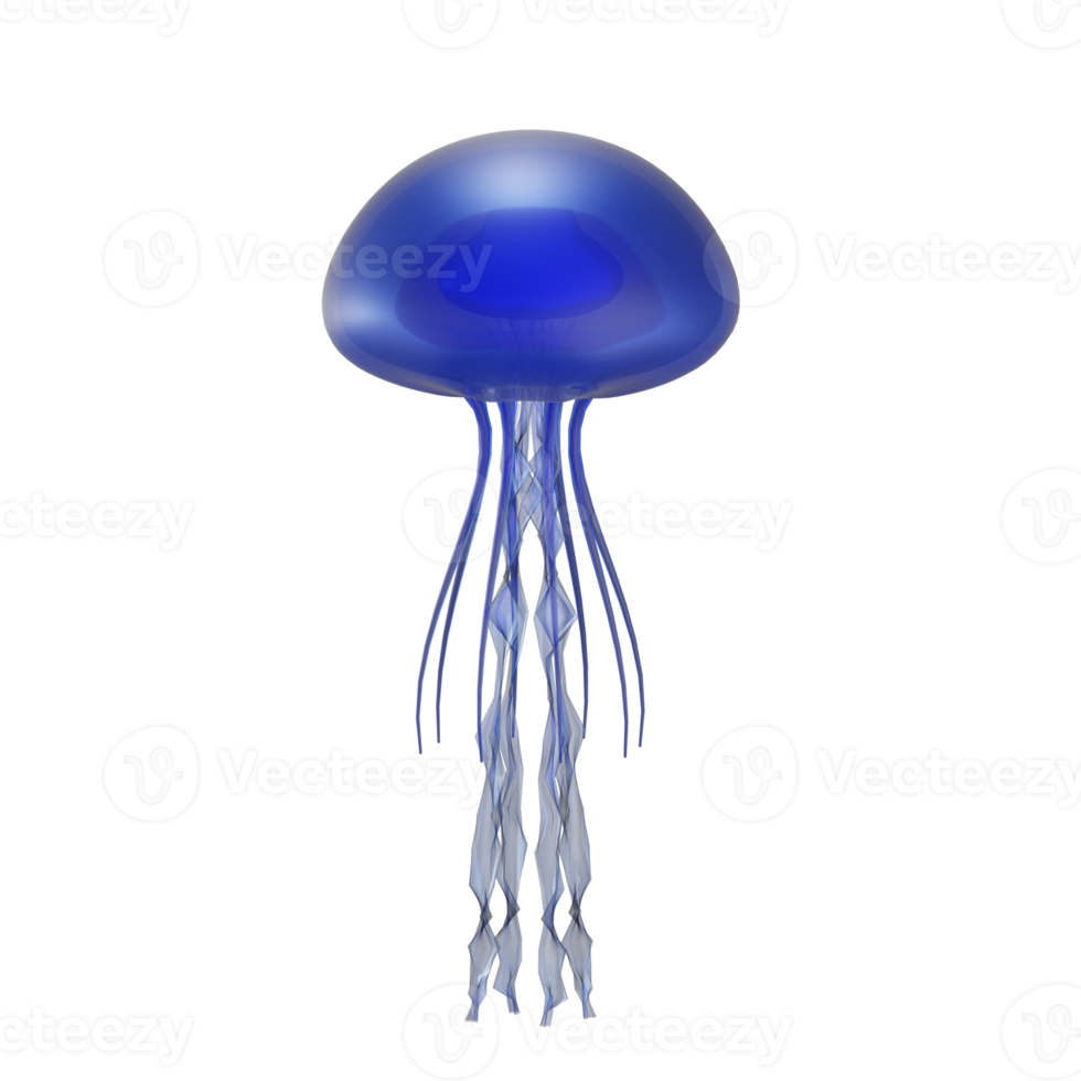 Ilustración de medusas 3d con fondo transparente png