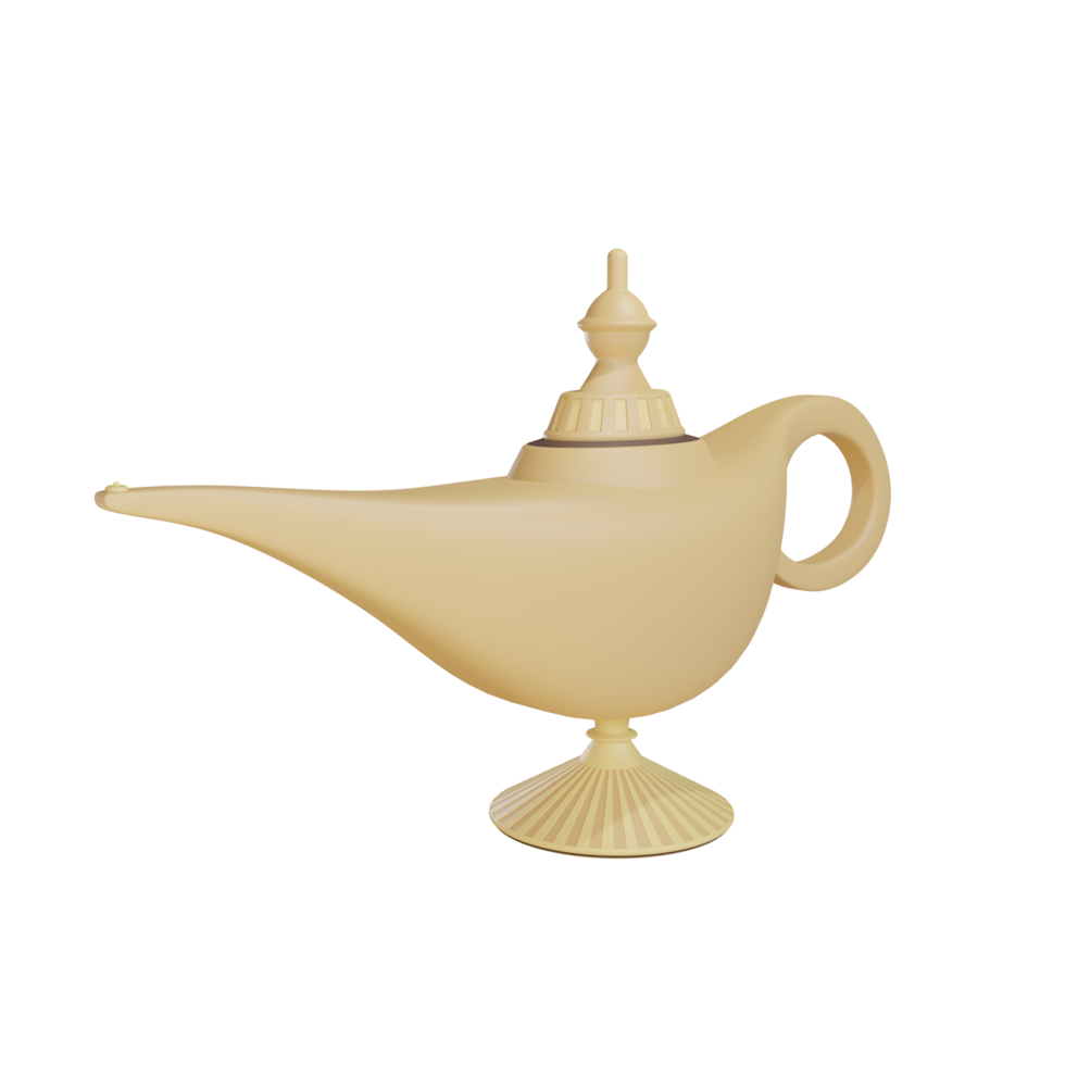 3d ramadan oil lamp object with transparent background png